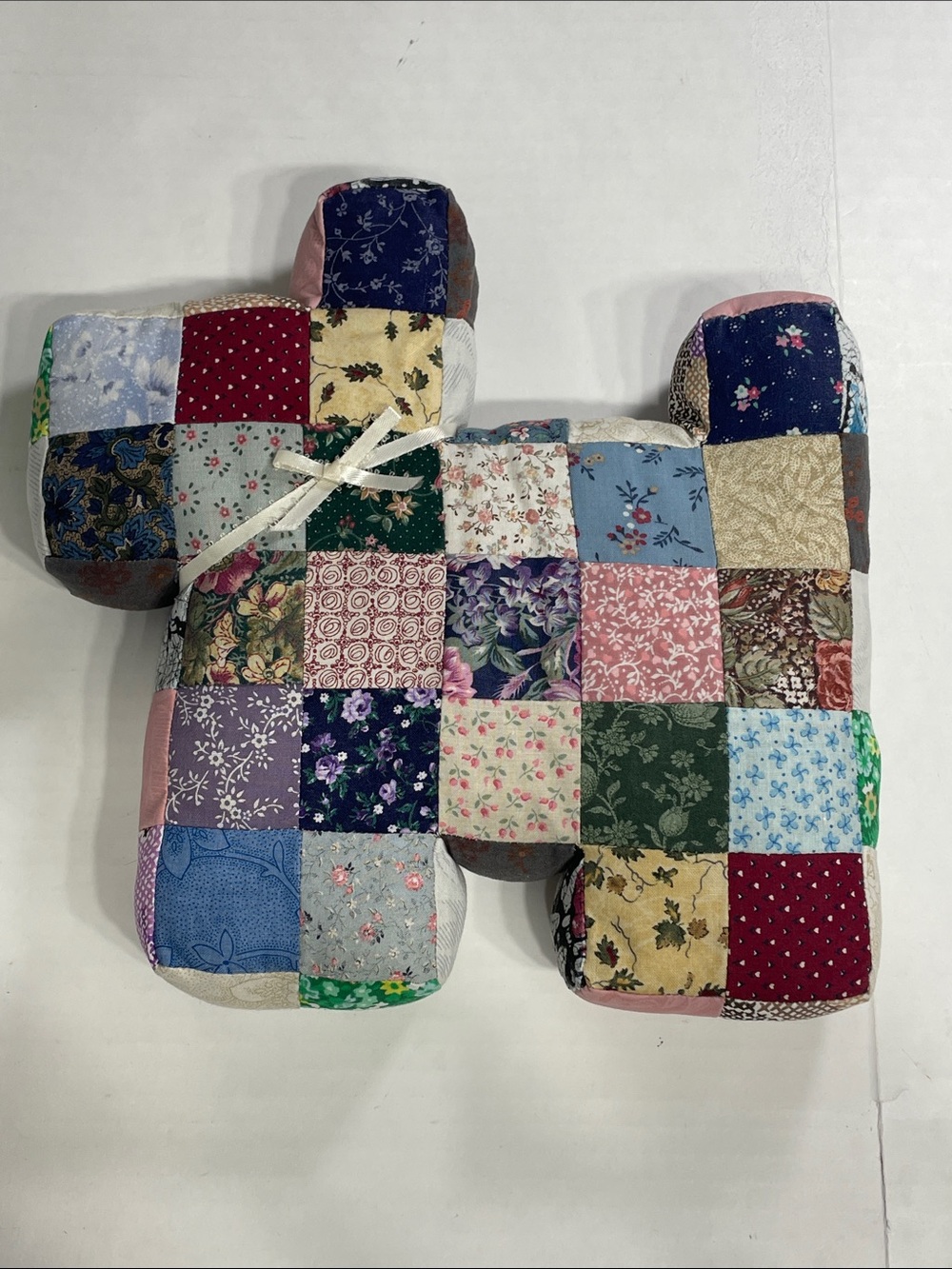 Handmade Patchwork Quilt Scottie Dog Plush Pillow Toy. Preowned.Grandmacore.